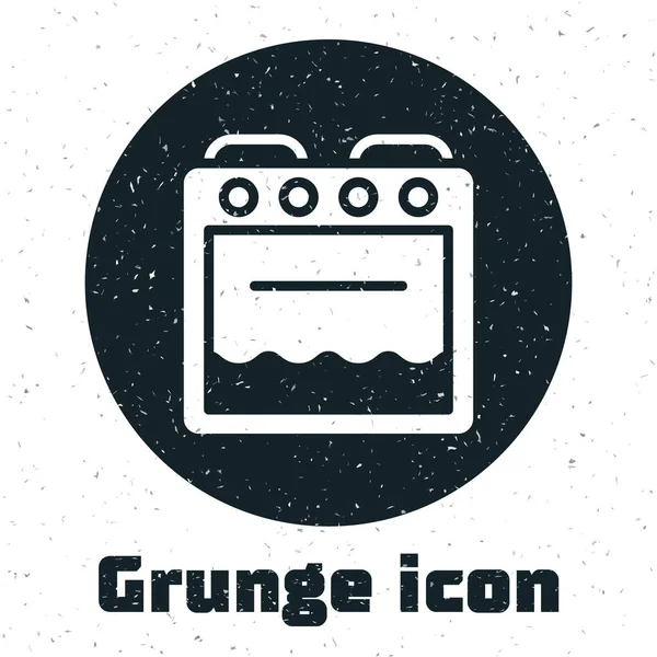 Grunge Oven Simgesi Beyaz Arkaplanda Izole Edildi Fırın Tabelası Tek — Stok Vektör