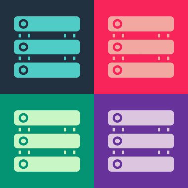 Pop Art Server, Data, Web sunucu simgesi renk arkaplanında izole edildi. Vektör.