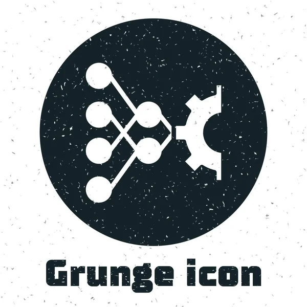 Grunge Neuronales Netzwerk Ikone Isoliert Auf Weißem Hintergrund Künstliche Intelligenz — Stockvektor