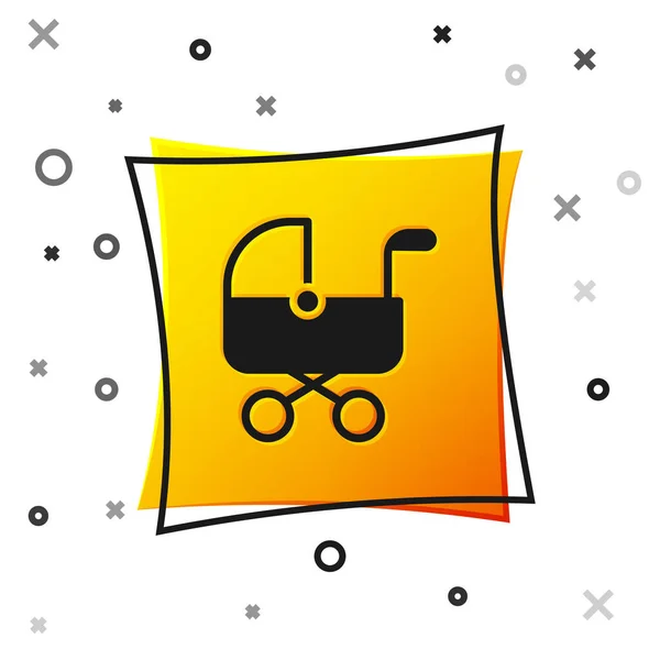 Black Baby Stroller Icon Isolated White Background Baby Carriage Buggy — Stock Vector