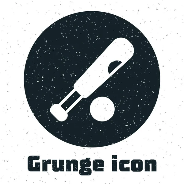 Гра Grunge Baseball Bat Кульковою Іконою Ізольованою Білому Тлі Монохромний — стоковий вектор