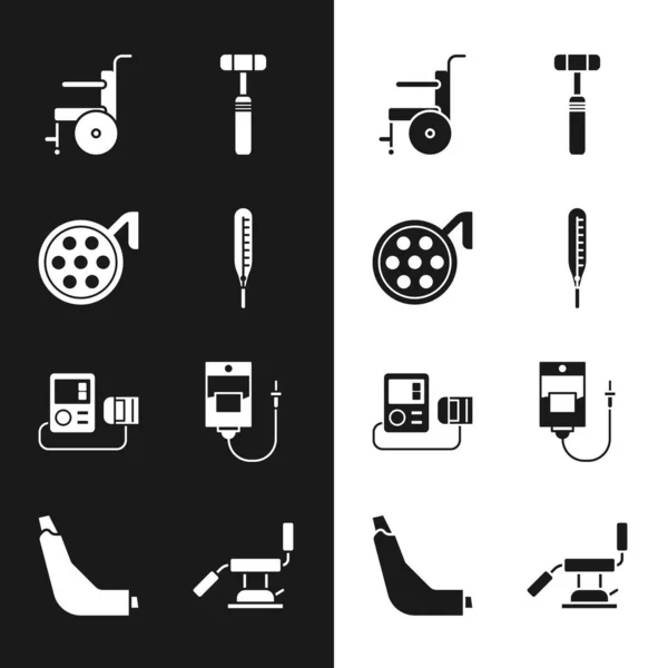 Set Medische Thermometer Chirurgie Lamp Rolstoel Voor Gehandicapten Neurologie Reflex — Stockvector