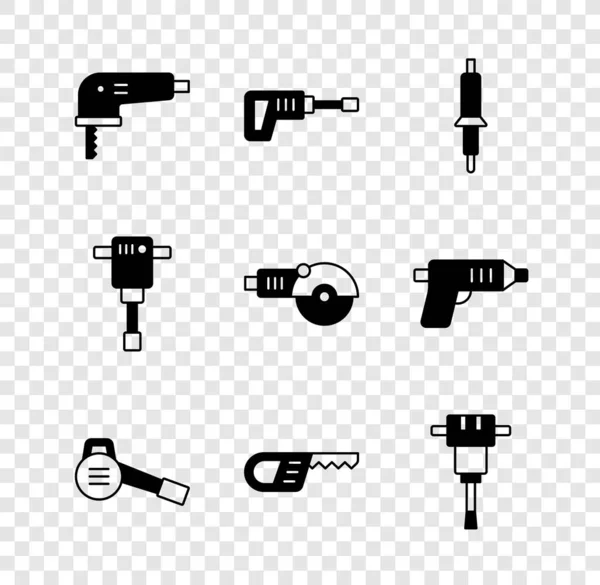 Set Scie Sauteuse Électrique Perceuse Marteau Rotative Fer Souder Souffleur — Image vectorielle