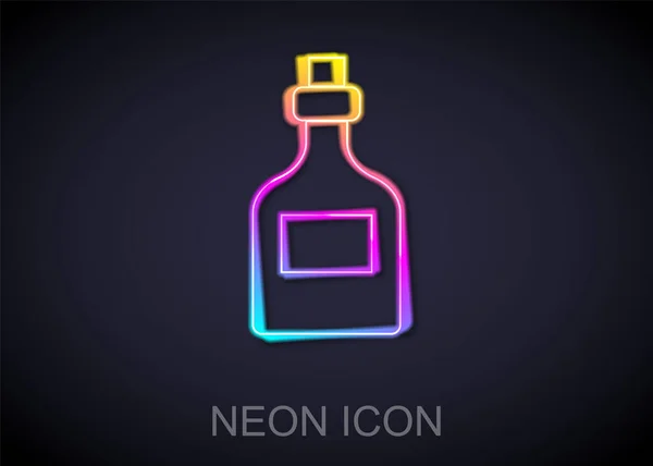 Glowing Neon Line Alcohol Drink Rum Bottle Icon Isolated Black — Stock Vector