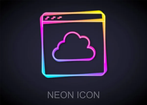 Gloeiende Neon Lijn Cloud Technologie Data Overdracht Opslag Pictogram Geïsoleerd — Stockvector