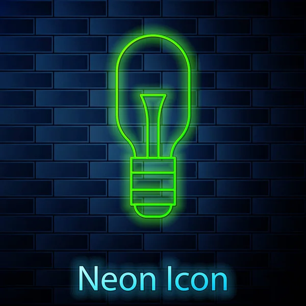 Glowing Neon Line Light Bulb Concept Idea Icon Isolated Brick — Stock Vector