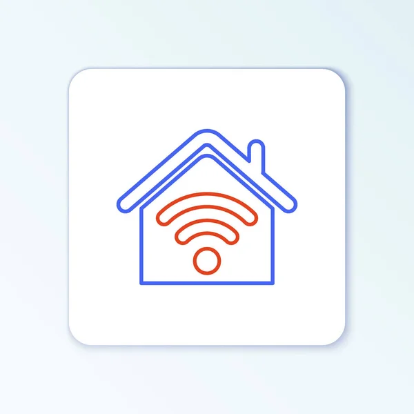 Ligne Smart home avec icône wi-fi isolé sur fond blanc. Télécommande. Concept de contour coloré. Vecteur — Image vectorielle