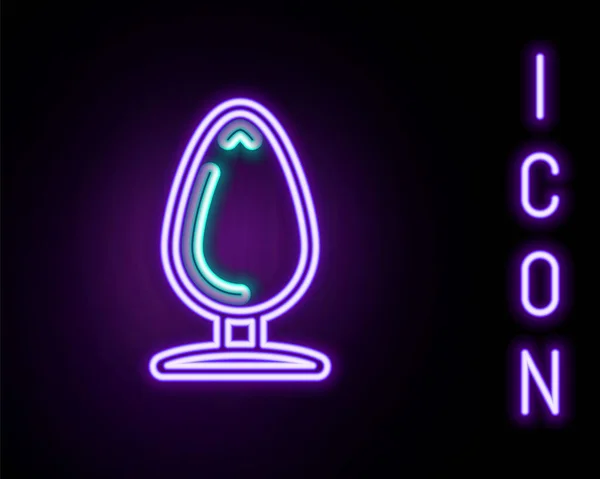 Glowing neon line Anal plug icon isolated on black background. Butt plug sign. Fetish accessory. Sex toy for men and woman. Colorful outline concept. Vector — Vettoriale Stock