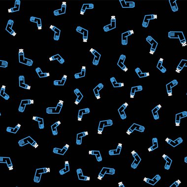 Çizgi solunum simgesi siyah arkaplanda izole edilmiş. Öksürük şurubu, solunum, alerjik hasta. Tıbbi alerji astım spreyi. Vektör