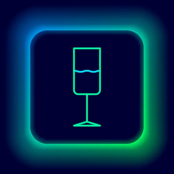 Glödande neon line Vin glas ikon isolerad på svart bakgrund. Vinäger ikonen. Goblet-symbol. Glasvaruskylt. Färgstarkt skisskoncept. Vektor — Stock vektor