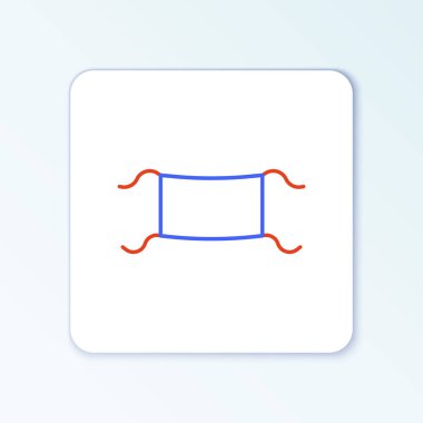 Çizgi Medikal Maske simgesi beyaz arkaplanda izole edildi. Renkli taslak konsepti. Vektör