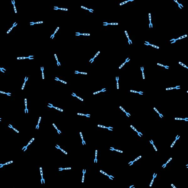 Line Barbecue vork pictogram geïsoleerd naadloos patroon op zwarte achtergrond. Een bord met BBQ vorken. Barbecue en grill gereedschap. Vector — Stockvector