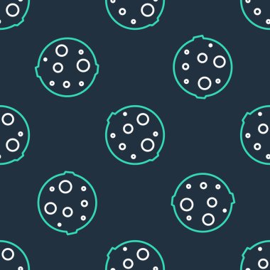 Çizgi Ay simgesi siyah arkaplanda kusursuz desen izole etti. Vektör