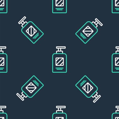 Şampuan ikonu çizgisi siyah arka planda izole edilmiş. Vektör