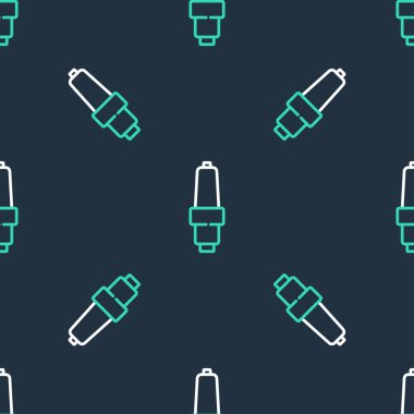 Line Car buji simgesi siyah arka planda izole edilmiş. Araba elektrikli mumu. Vektör