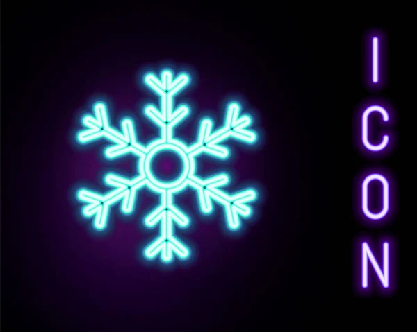 Linea neon luminosa Icona fiocco di neve isolata su sfondo nero. Concetto di contorno colorato. Vettore — Vettoriale Stock