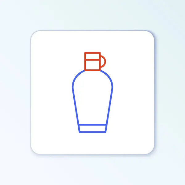 Lijn Kanteen waterfles pictogram geïsoleerd op witte achtergrond. Toeristenkolf pictogram. Potje watergebruik in de campagne. Kleurrijk concept. Vector — Stockvector