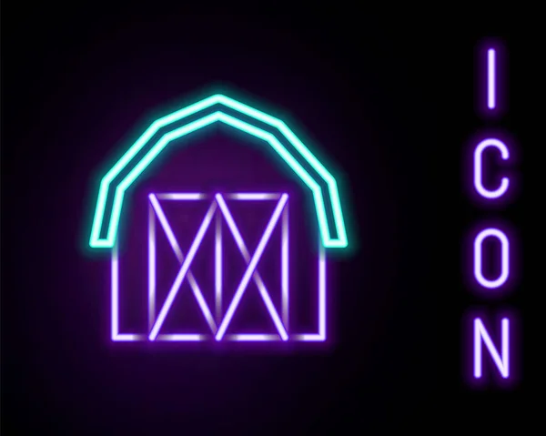 Leuchtende Leuchtschrift Bauernhaus-Symbol isoliert auf schwarzem Hintergrund. Buntes Rahmenkonzept. Vektor — Stockvektor