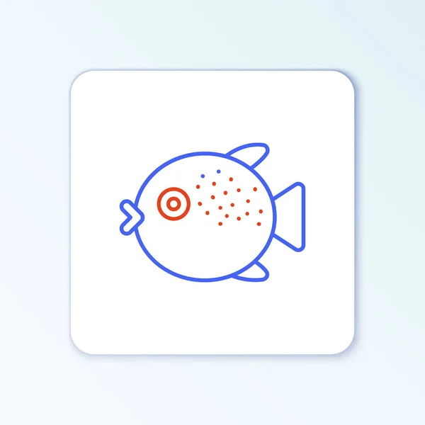 Line Icono de pez globo aislado sobre fondo blanco. Fugu pescado pez globo japonés. Concepto de esquema colorido. Vector — Vector de stock