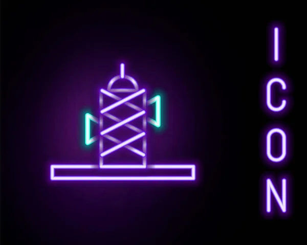 Świecąca neonowa ikona anteny odizolowana na czarnym tle. Radiowa antena bezprzewodowa. Technologia i antena radiowa sygnału sieciowego. Kolorowy koncept. Wektor — Wektor stockowy