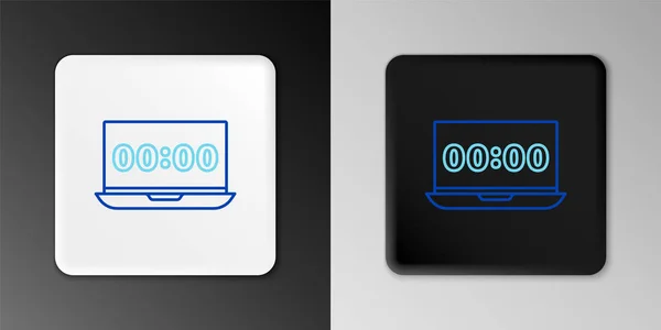 Reloj de línea en el icono de la pantalla portátil aislado en fondo gris. Programar conceptos. Concepto de esquema colorido. Vector — Vector de stock