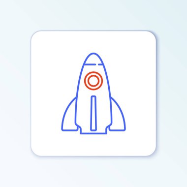 Line Business start proje konsepti simgesi beyaz arkaplanda izole edildi. Yeni iş, girişimcilik, yenilik ve teknolojinin sembolü. Renkli taslak konsepti. Vektör