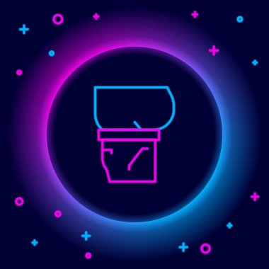 Parlayan neon hattı bira göbek ikonu siyah arkaplanda izole edildi. Renkli taslak konsepti. Vektör