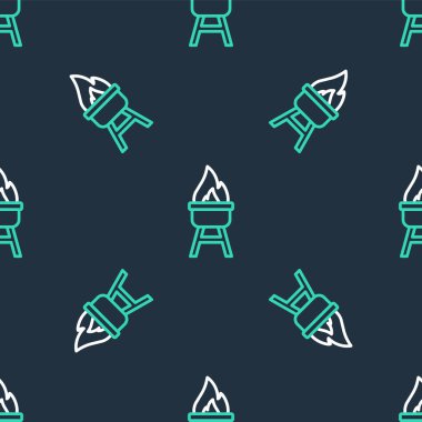 Barbekü çizgisi simgesi siyah arkaplanda izole edilmiş. Barbekü ızgara partisi. Vektör