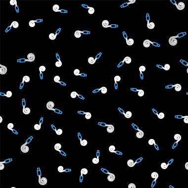 Line Birthday parti boynuzu simgesi siyah arka planda kusursuz desen izole etti. Vektör