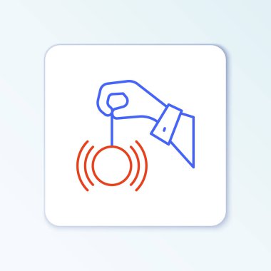 Hipnoz simgesi beyaz arkaplanda izole edildi. Hipnotize edici göz ile insan gözü. Renkli taslak konsepti. Vektör