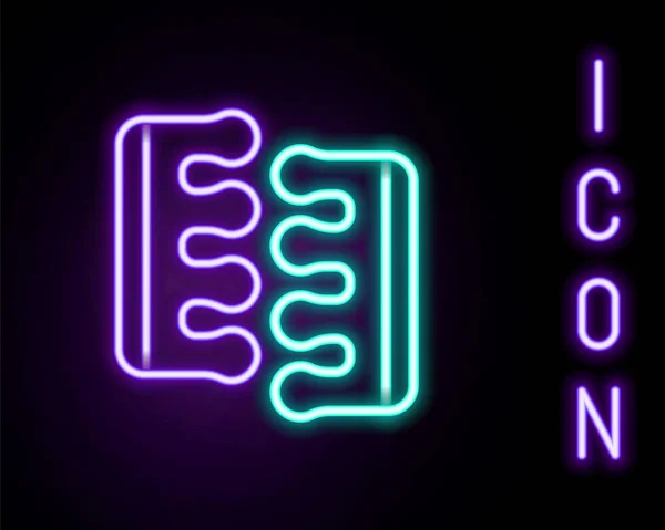 Gloeiende neon lijn Toe separator voor pedicure pictogram geïsoleerd op zwarte achtergrond. Kleurrijk concept. Vector — Stockvector