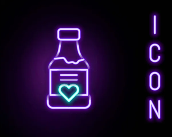 Leuchtende Neon-Linie Vitamin-Komplex der Pille Kapsel Symbol isoliert auf schwarzem Hintergrund. Gesunder Lebensstil. Buntes Rahmenkonzept. Vektor — Stockvektor