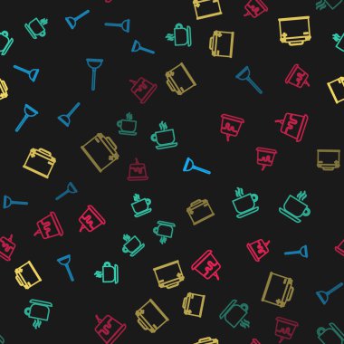 Lastik pompa, kahve fincanı, araba aküsü ve pudingli muhallebi. Vektör