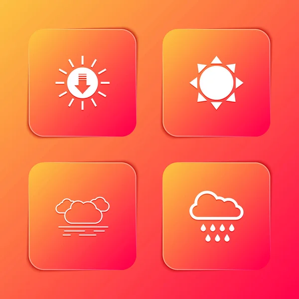 Set Sunset, , Cloud and with rain icon. Vector — Stock Vector