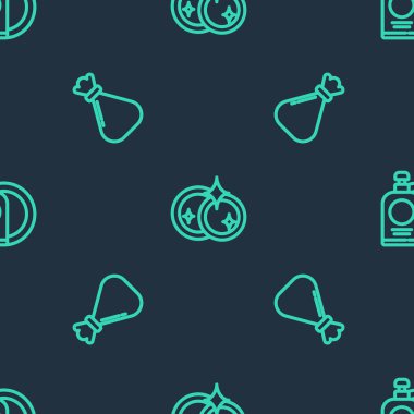 Bulaşık yıkama, çöp torbası, bulaşık deterjanı ve tabağı kusursuz bir şekilde yerleştirin. Vektör