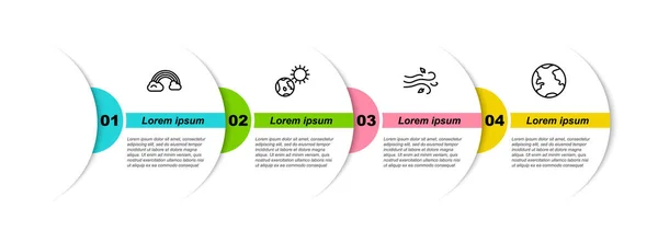 设置彩虹线,云彩,地球,太阳,风和.业务信息模板。B.病媒 — 图库矢量图片