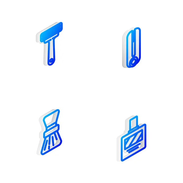 Set Isometric line Curling iron for hair, Holení holicí strojek, kartáč a po holení ikona. Vektor — Stockový vektor
