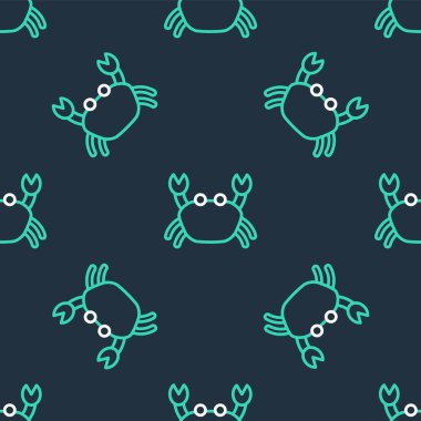 Çizgi Yengeç simgesi siyah arkaplanda izole edilmiş. Vektör