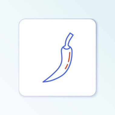 Line Hot chili biber kabuğu simgesi beyaz arkaplanda izole edildi. Market, mutfak ürünleri, baharat ve baharat paketi, yemek kitabı için tasarım. Renkli taslak konsepti. Vektör