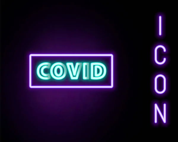 Žhnoucí neonová linie Corona virus covid-19 ikona izolované na černém pozadí. Bakterie a bakterie, rakovina buněk, mikrobi, houby. Barevný koncept. Vektor — Stockový vektor