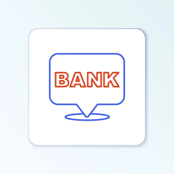 Строительная иконка Line Bank выделена на белом фоне. Красочная концепция контура. Вектор — стоковый вектор