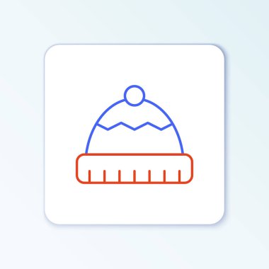 Hat Kış şapkası simgesi beyaz arkaplanda izole edildi. Renkli taslak konsepti. Vektör