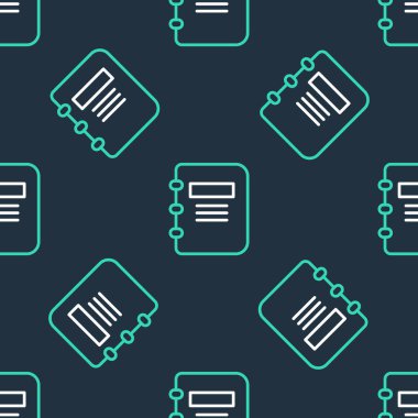 Çizgi Defteri simgesi siyah arkaplanda izole edilmiş. Spiral not defteri simgesi. Okul defteri. Yazı tahtası. Okul günlüğü. Vektör