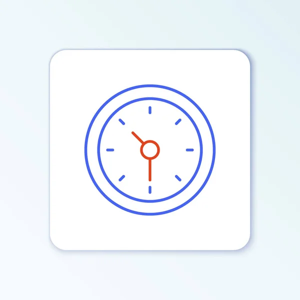 Line Clock icoon geïsoleerd op witte achtergrond. Tijdsymbool. Kleurrijk concept. Vector — Stockvector