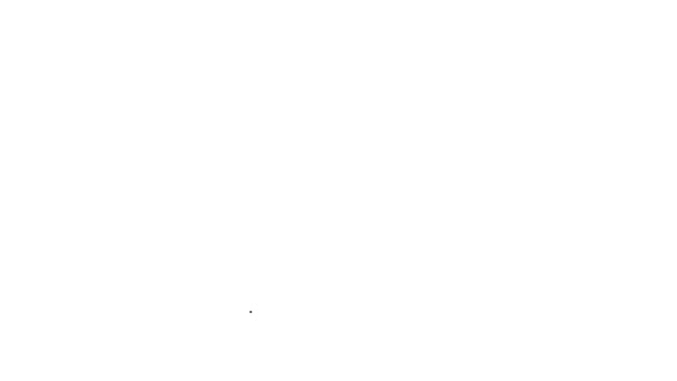 Linea nera Budino crema pasticcera con icona smalto caramello isolato su sfondo bianco. Animazione grafica 4K Video motion — Video Stock