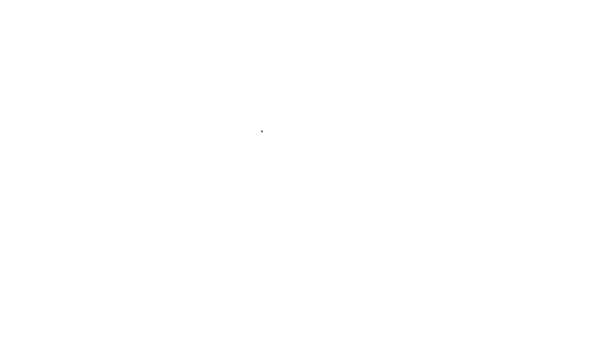 Černá linka Nemocniční lůžko s lékařským symbolem pohotovosti - hvězda života ikona izolované na bílém pozadí. Grafická animace pohybu videa 4K — Stock video