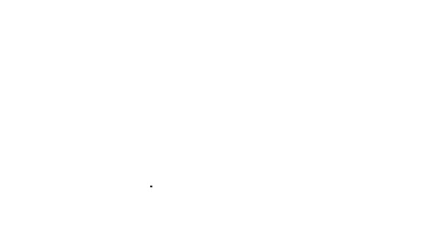 Zwarte lijn POS terminal met gedrukte ontvangstbevestiging en bevestigt de betaling via smartphone pictogram geïsoleerd op witte achtergrond. NFC-betalingsconcept. 4K Video motion grafische animatie — Stockvideo