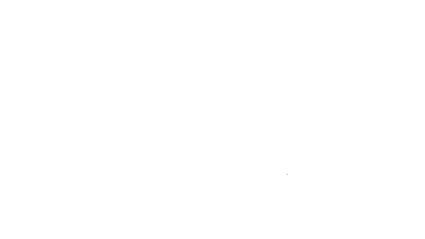 Černá linka Sluchátka ikona izolované na bílém pozadí. Nápis na sluchátka. Koncepční objekt pro poslech hudby, služby, komunikace a operátora. Grafická animace pohybu videa 4K — Stock video
