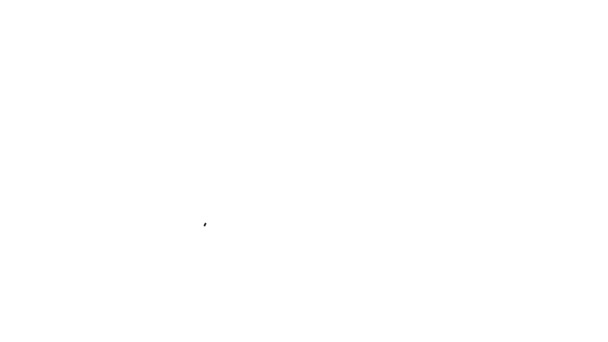 Черная линия криптовалюты биткойн в круге с иконкой микрочипа изолированы на белом фоне. Технология блокчейн, рынок цифровых денег. Видеографическая анимация 4K — стоковое видео