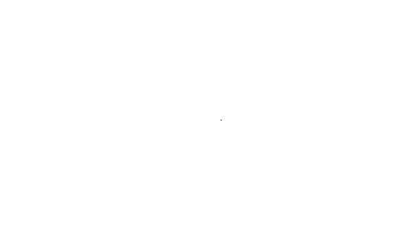 Jeringa de línea negra con icono de vacuna para mascotas aislada sobre fondo blanco. Huella de pata de perro o gato. Animación gráfica de vídeo 4K — Vídeo de stock